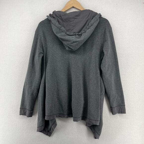 EILEEN FISHER Jacket M Stretch Organic Cotton Hoodie Full Zip Asymmetric Gray - Picture 2 of 15